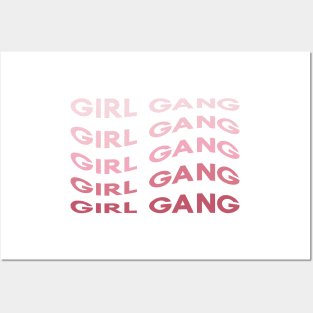 Girl Gang Pink Wavy Ombre Sans Serif Posters and Art